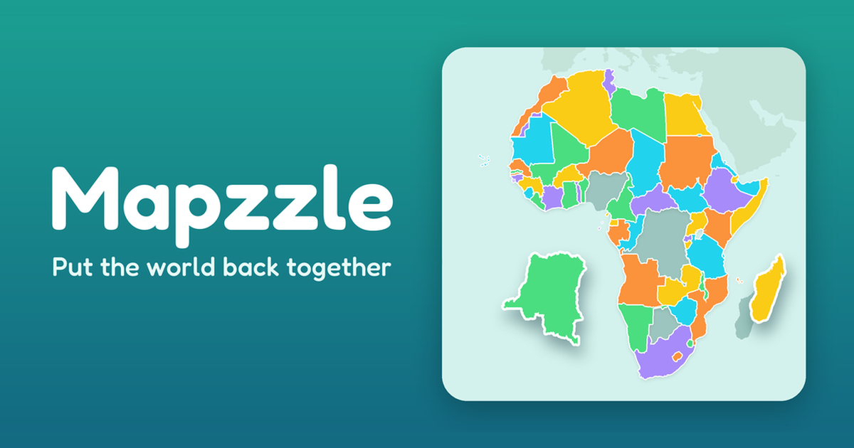 Mapzzle: un mapa d'Àfrica com a trencaclosques de colors, amb la República Democràtica del Congo fora de lloc com a peça solta.